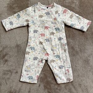 3 Pommes Baby Boy Bear Print Long Sleeve Romper Blue Pink Grey